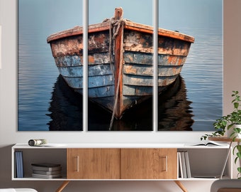 Stunning Vintage Boat Canvas Print | Nautical Wall Decor | Country Home Decor Wall Art Print | Ready to Hang | Framed Wall Art Print Set