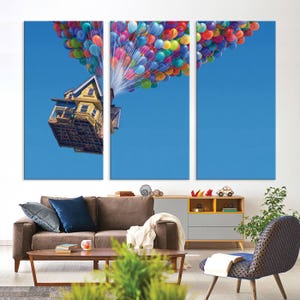 Carl Fredricksen&#39;s House Wall Art Canvas Print, Up Movie Pixar Canvas, Disney Print, Wall Art Balloons Canvas, Child Room Decor Poster Print