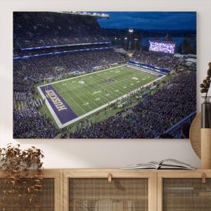 Alaska Fluglinien Feld Leinwand Wandkunst - Panorama-Fußballspiel Tag, Washington Stadion Perfekt für Sportfans, fertig zum Aufhängen Dekor