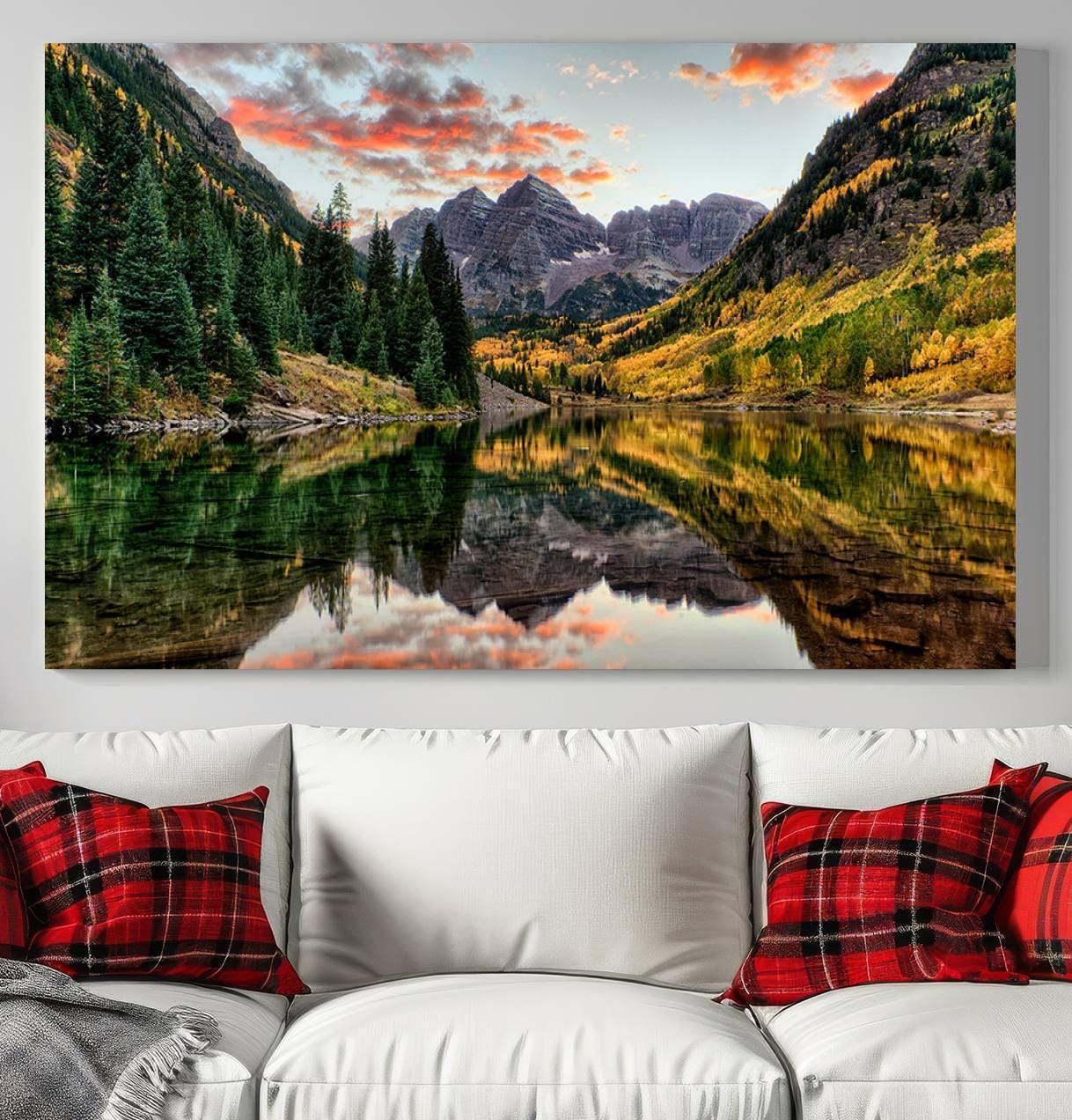Aspen Autumn Lake Stunning Mountain Landscape Canvas Wall Art