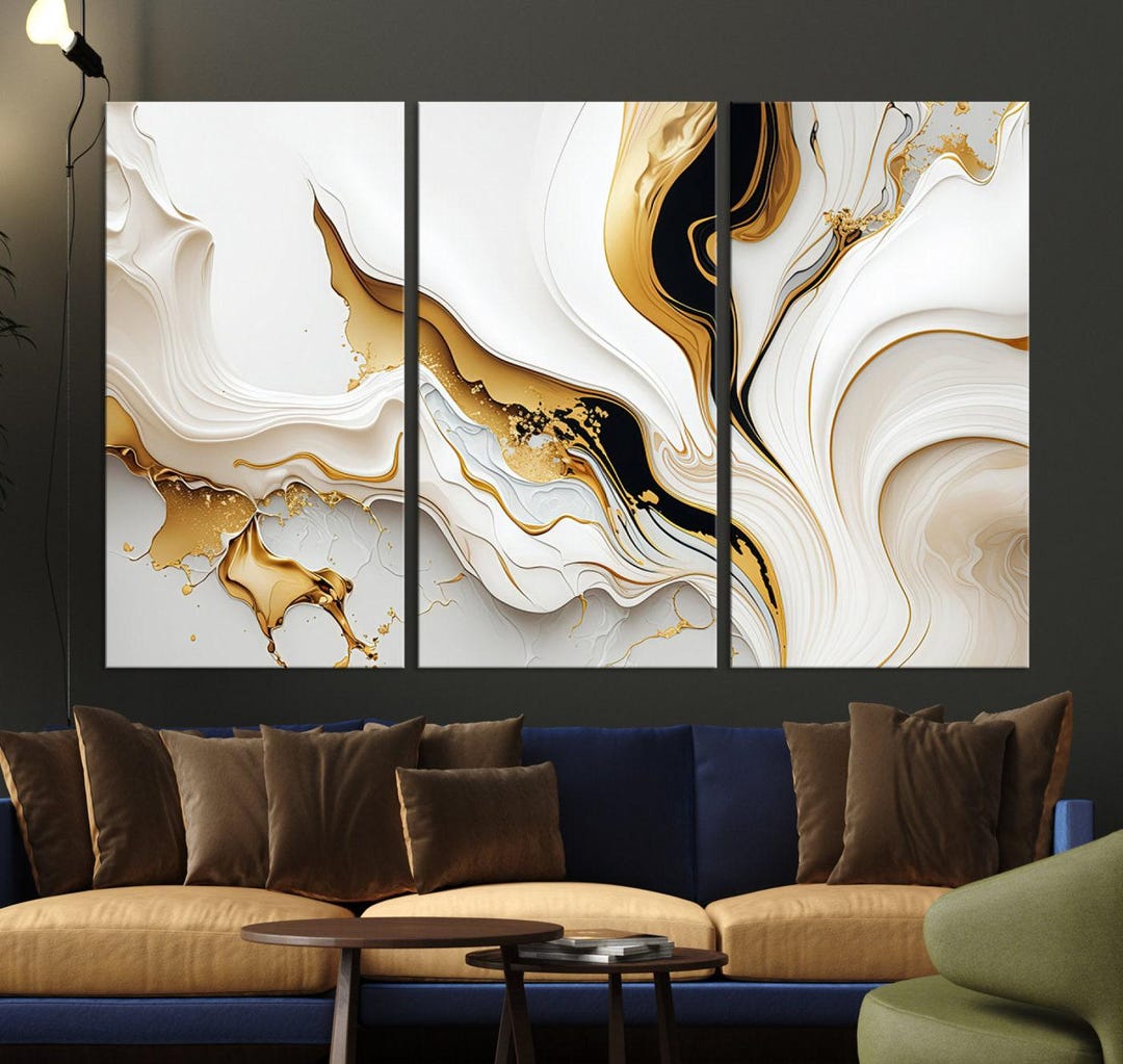 Black and Gold Abstract Canvas Print, Luxury Abstract Wall Art Print ...