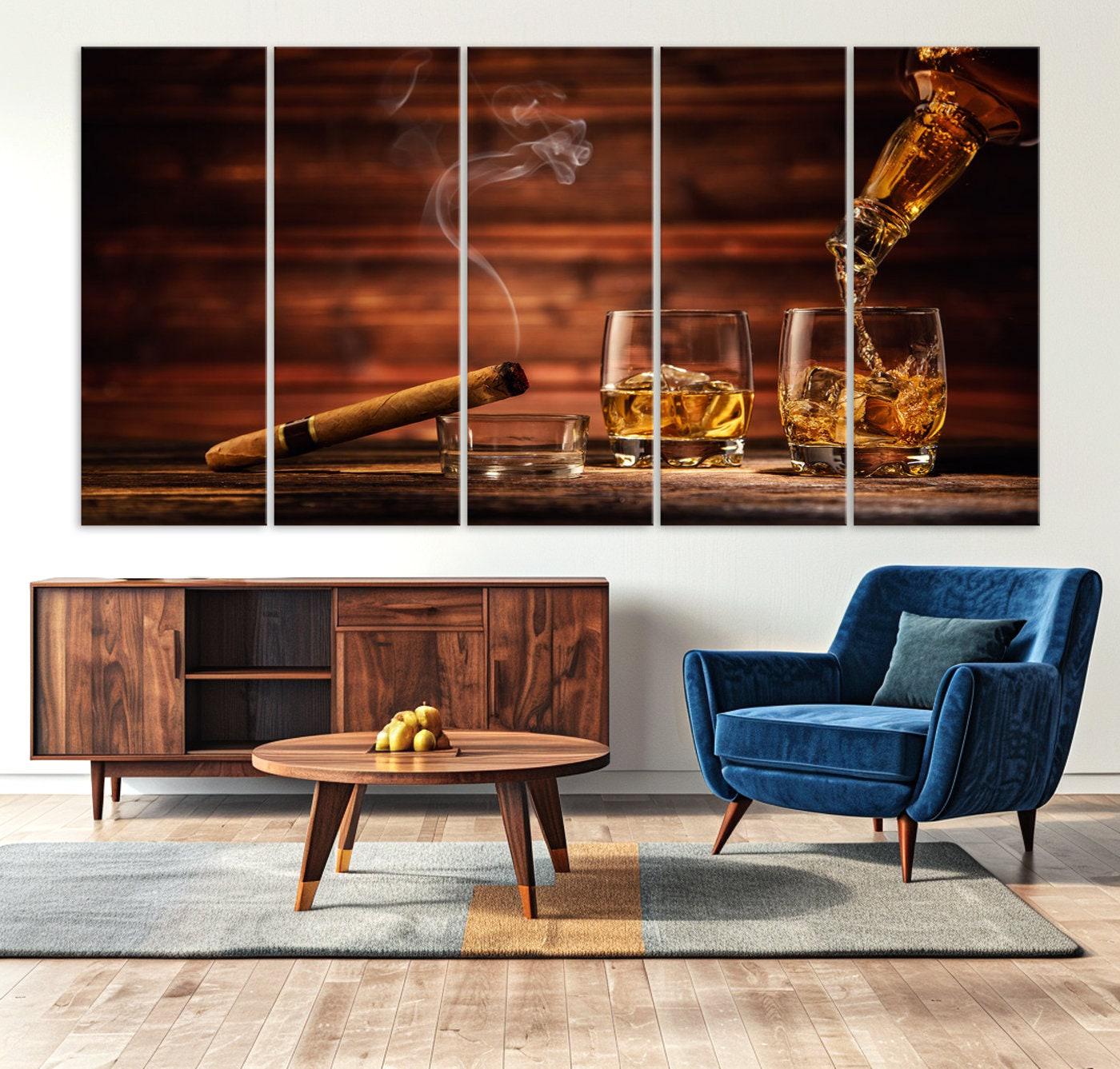 Tableau Multi Panneau 5 Parties Toile 5 Pièces Verre À Whisky