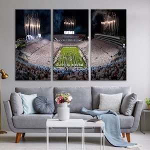 Penn State Football wall art Football gifts Ready to hang Canvas Stadium print Beaver Stadium White Out Penn State Night Game wall decor