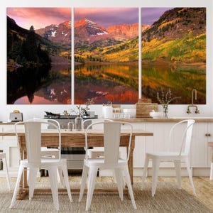 Maroon Bells Canvas Wall Art, Rocky Mountains Decor, Colorado Landscape, Maroon Bells Print, Mountain Art, Colorado Photography, Aspen Lake