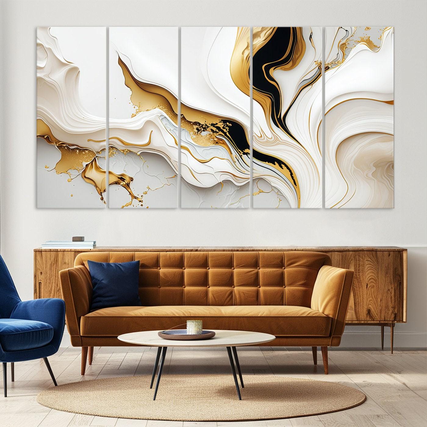 Black and Gold Abstract Canvas Print, Luxury Abstract Wall Art Print ...