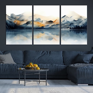 Abstract Mountain Landscape Art - Neutral Wall Decor Print - Scandinavian Canvas Painting | Framed Wall Art | Ready to Hang