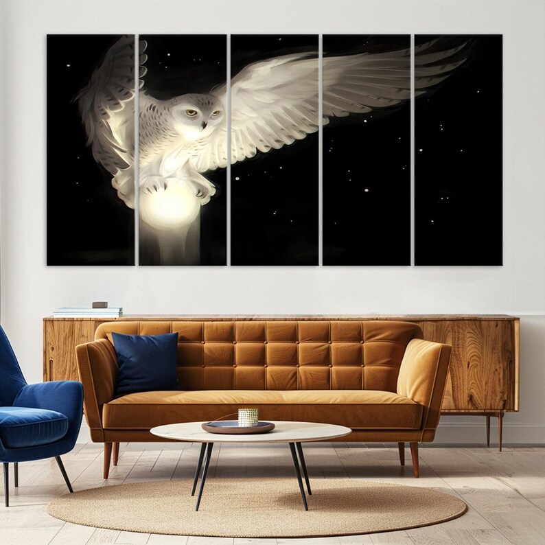 White Owl Wall Art Canvas Print - Etsy