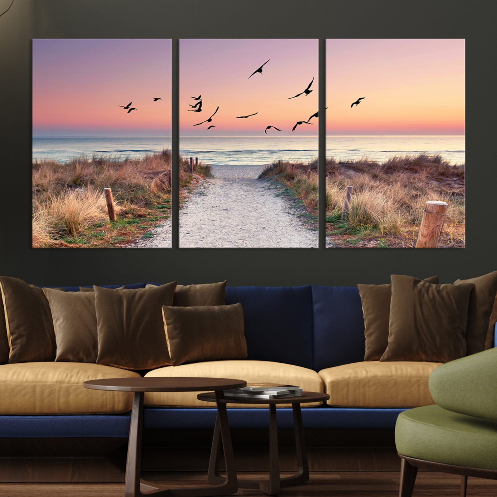 Ocean Beach Coastal Canvas Prints Sea Sunset Landscape Nautical Sea ...