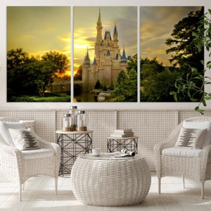 Disney Castle Wall Art Disney Magic Kingdom Kids Room Decoration Disney World Home Decor Child Gift Ready to Hang Nursery Wall Art Decor