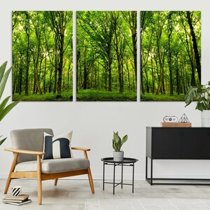 Green Forest Print Tree Wall Art Sunlight Forest Canvas Green Tree ...