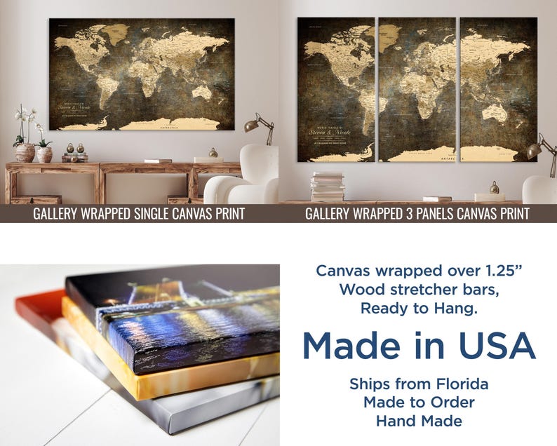 WallArtbyMarcel World Map Canvas - Thumbnail 3