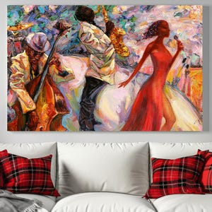 Abstract African American Jazz Musician Wall Art Canvas Print, African Jazz Musician Wall Art Print for Music Decor Wall Art Canvas Print