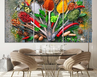 Kitchen Spices Wall Art, Large Cooking Wall Decor, Kitchen Art, Food Wall Art, Kitchen Decor, Restaurant Wall Art, Spices Wall Decor