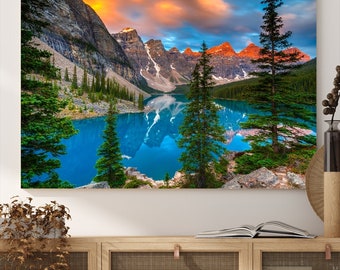 Autumn Lake Canvas Print, Red Trees, Ready to Hang - Etsy