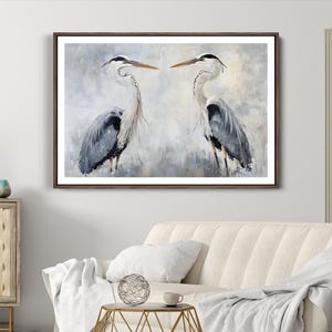 2 Blue Herons Canvas Print, Blue Heron Painting, Heron Wall Art, Heron Print, Bird Lover Gift, Living Room Wall Art, Bird Photography