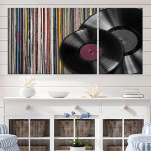 Vinyl Record Triptych Canvas Art | Vintage Music Room Decor - Etsy