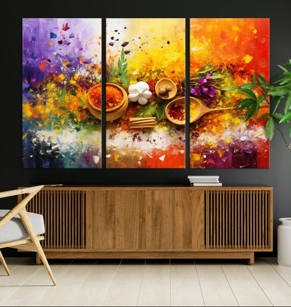 Abstract Spice Wall Art, Colorful Spices Canvas Print