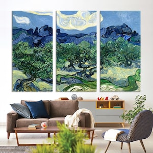Olive Trees Van Gogh Wall Art Canvas Print for Living Room Decor | Framed Van Gogh Wall Art Print | Ready to Hang Wall Art Set Print
