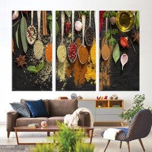 Kitchen Wall Art Print, Spice Wall Art Canvas Print, Spices And Herbs Wall Decor, Food Wall Art, Restaurant Decor, Herbs Wall Art, Spices