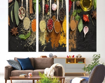 Kitchen Wall Art Print, Spice Wall Art Canvas Print, Spices And Herbs Wall Decor, Food Wall Art, Restaurant Decor, Herbs Wall Art, Spices