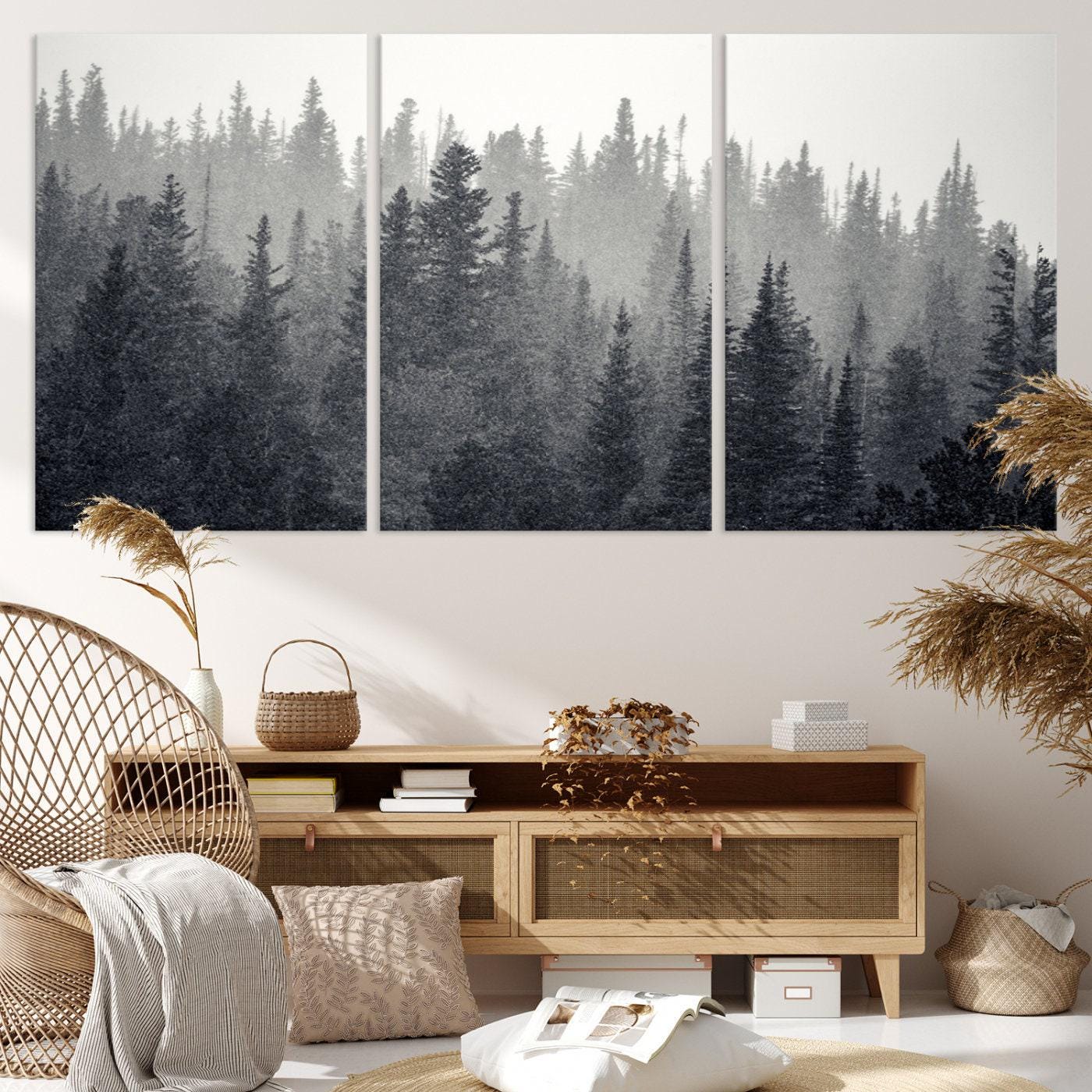Mountain Wall Art Print - Misty Foggy Forest Canvas Print | Foggy ...