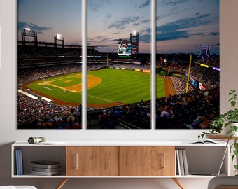 Impresión en lienzo del estadio Citizens Bank Park Philadelphia Phillies - Impresión de arte de pared de varios paneles de béisbol, lista para colgar, arte de pared enmarcado