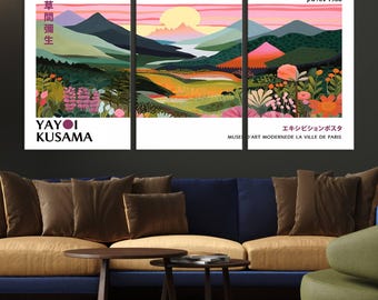Yayoi Kusama 1986 Wall Art Print – Yayoi Kusama Wabi Sabi Japanese Wall Art Print - Vibrant Abstract Landscape Canvas – Ready-to-Hang Print