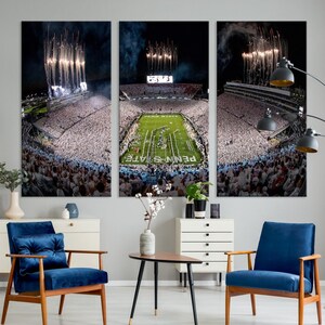 Penn State Football wall art Football gifts Ready to hang Canvas Stadium print Beaver Stadium White Out Penn State Night Game wall decor