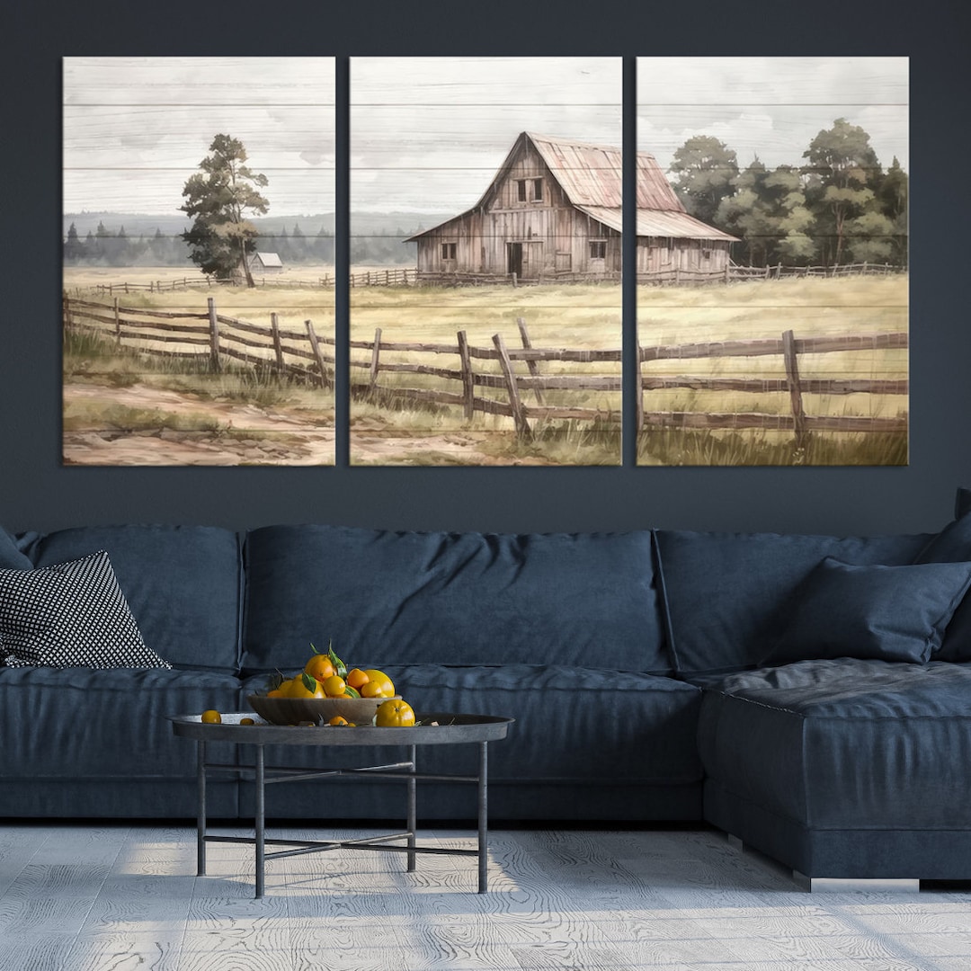 Rustic Farmhouse Barn Wall Art - 3 Panel Canvas Print - Vintage Country ...