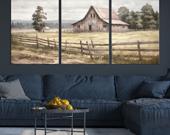 Rustic Barn Picture Print for Farmhouse Wall Decor Old barn canvas print vintage background Rustic  Vintage barn canvas Large Farmhouse Wall