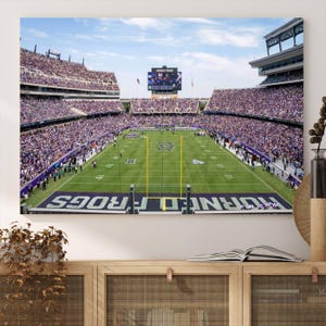 Amon G. Carter Stadium Canvas Wall Art - Vista panoramica della giornata della partita di football, stampa dello stadio del Texas, perfetta per gli appassionati di sport, pronta da appendere
