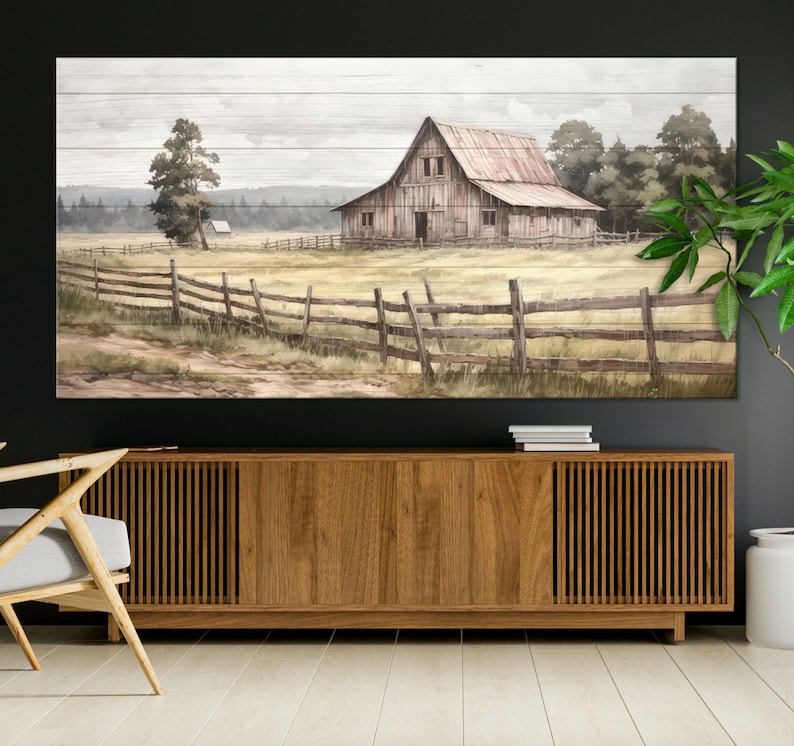 Rustic Farmhouse Barn Wall Art - 3 Panel Canvas Print - Vintage Country ...