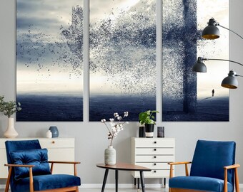 Christian Wall Art, Christian Print Cross and Dove, Jesus Canvas Art Christian Home Decor Church Wall Art Religious Art Modern Christian Art