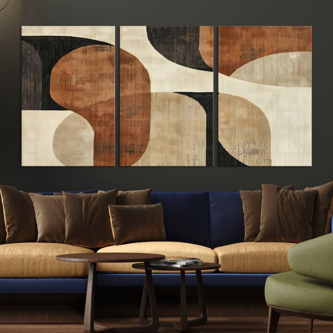 Wabi Sabi Modern Abstract Geometric Wall Art Canvas Print, Neutral Mid ...