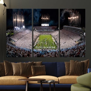 Penn State Football wall art Football gifts Ready to hang Canvas Stadium print Beaver Stadium White Out Penn State Night Game wall decor