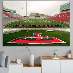 Jones AT&T Stadium Canvas Wall Art Panoramic Football Field End Zone View, Texas Stadium Print, Perfect for Sports Fans, Ready to Hang Decor