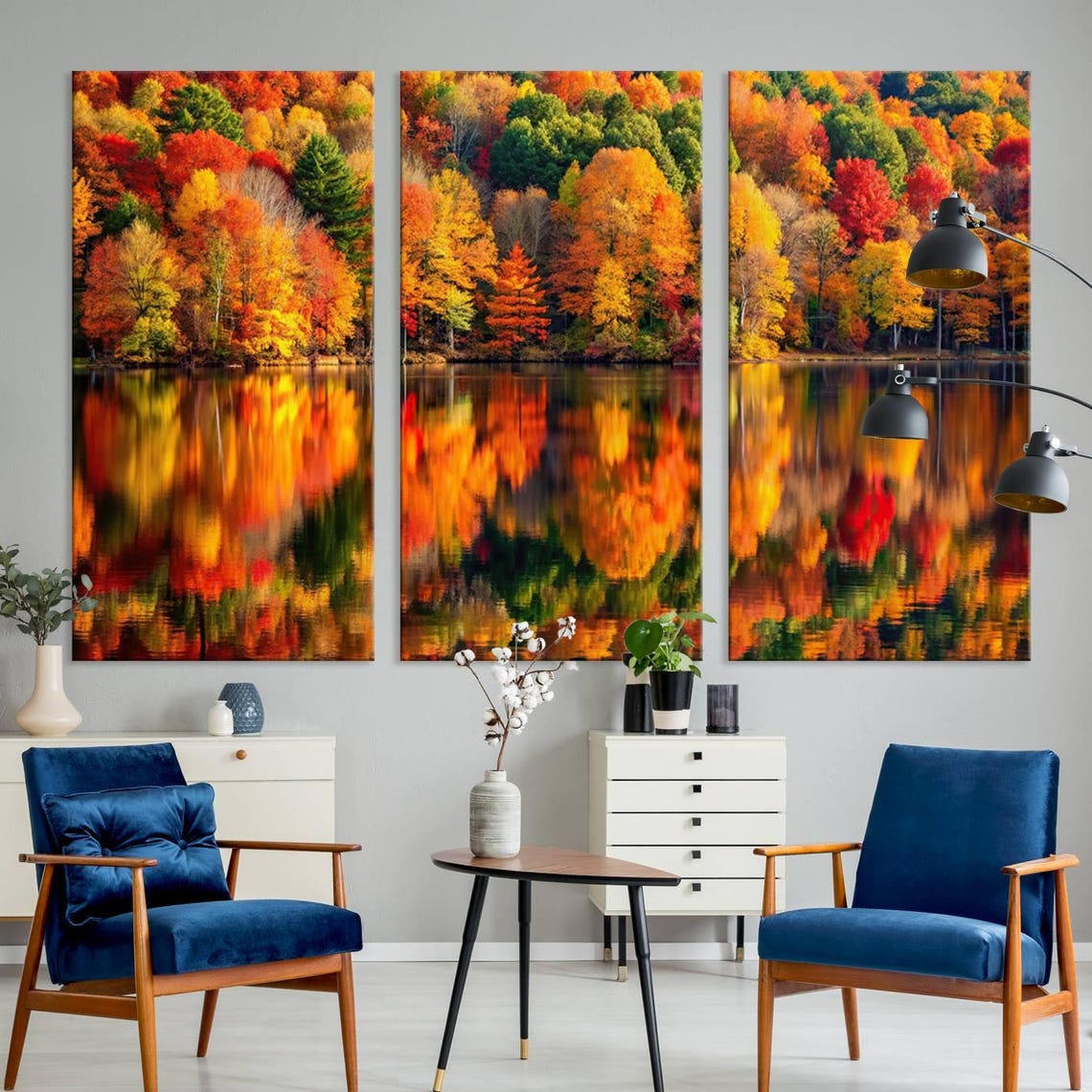 Vibrant Autumn Reflection Canvas Print, Stunning Fall Foliage Wall Art ...