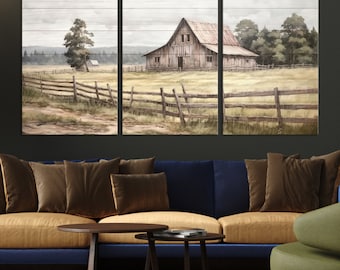 Old Barn Print Canvas, Farmhouse Wall Print, Country Cottage Decor, Western Art, Old Barn Painting, Rustic Wall Art, Barn Photography