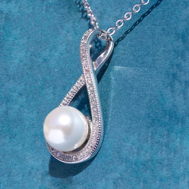 Pearl Infinity 925 Sterling Silver Infinity Pearl Necklace - Etsy