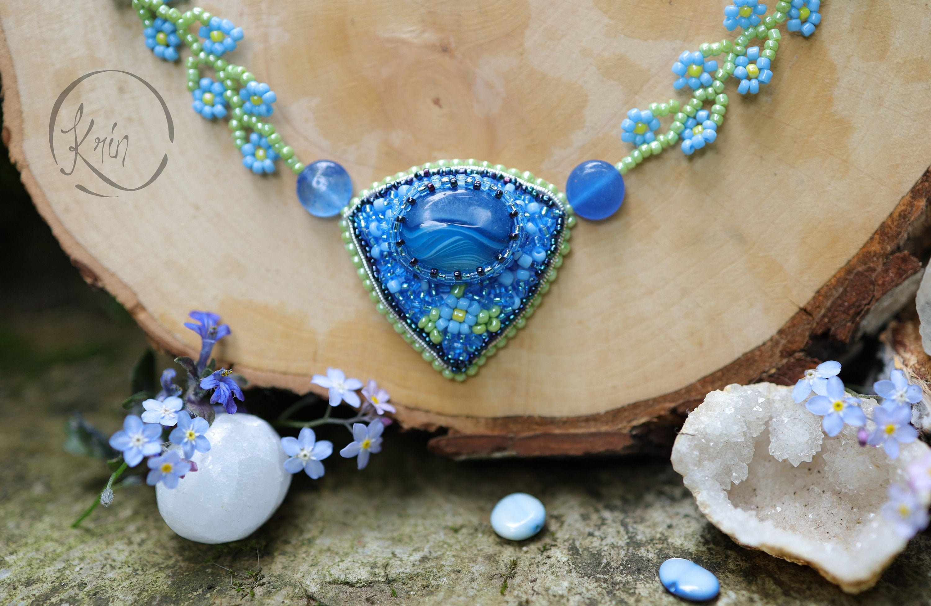 Flower Themed Bead Embroidery Set necklace and Etsy