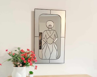 Art Nouveau Stain Glass Effect Mirror, Wall Art, Art Deco Mirror