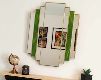 Art Deco Wall Mirror in Green