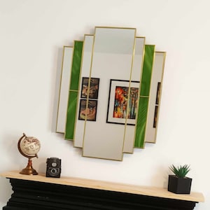 Miroir mural Art Déco vert