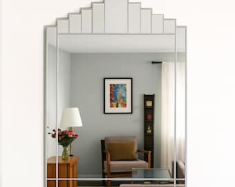 Large Art Deco Mirror, Wall Mirror, Vintage Mirror, Handcrafted Art Deco Mirror