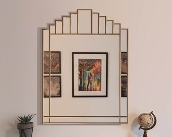 Large Art Deco Mirror, Wall Mirror, Vintage Mirror, Handcrafted Art Deco Mirror
