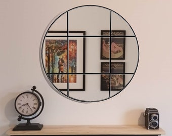Round Industrial Style Window Mirror