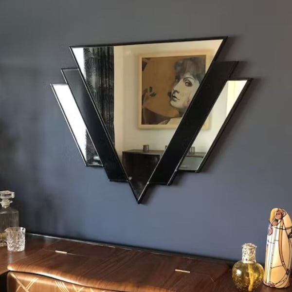 Art Deco Fan Mirror , Art Deco Mirror , Deco Mirror