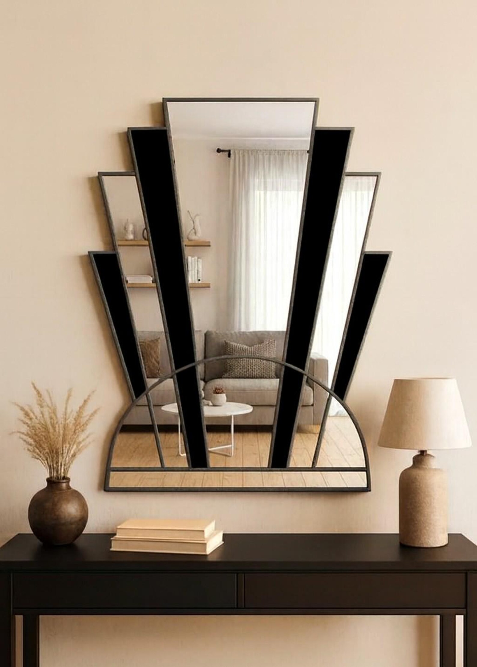 Handmade Art Deco Wall Mirror With Black Gloss Panels - Etsy