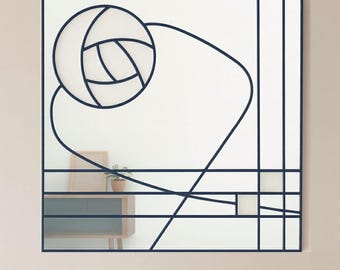 Art Deco Mirror, Charles Rennie Mackintosh Stain Glass Style Wall mirror, Wall Mirror, Mackintosh Gift available in four sizes