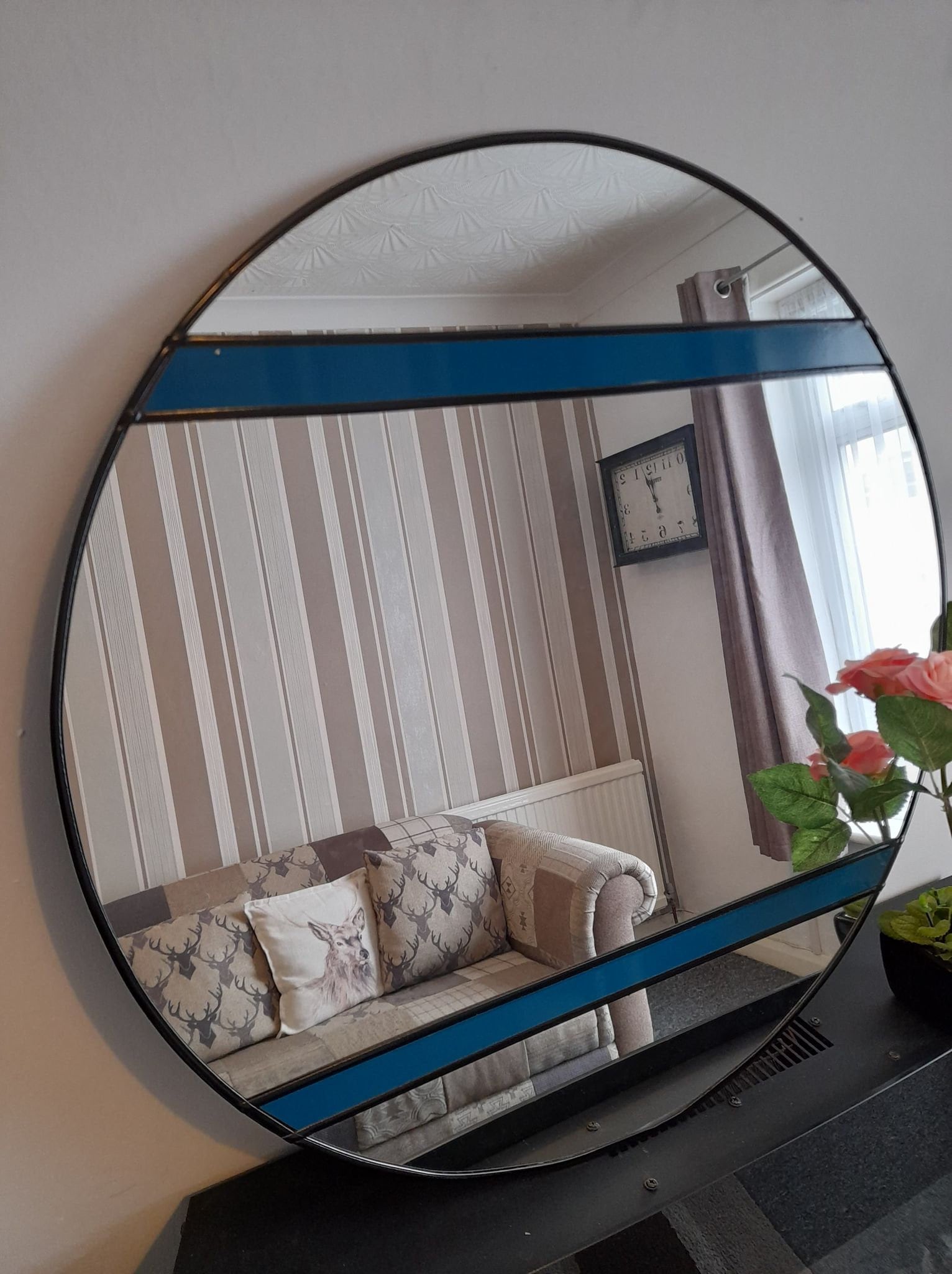 Art Deco Round Mirror Bathroom Mirror Stained Glass Mirror - Etsy